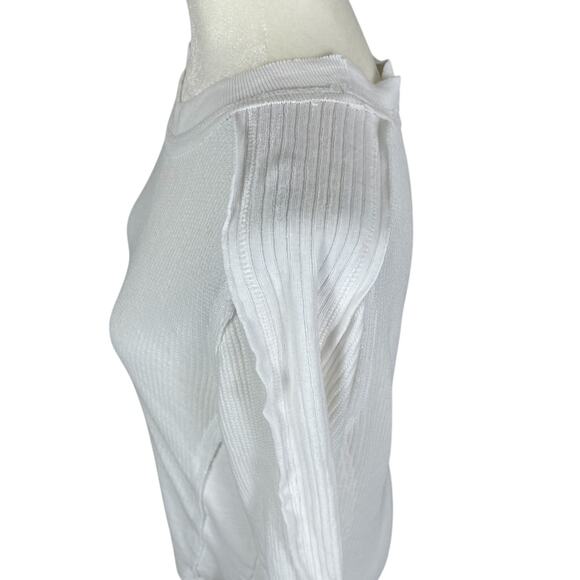 Sundance Waffle Knit Crewneck Long Sleeve Shirt Size Large Velvet Trim Boho - Picture 5 of 10